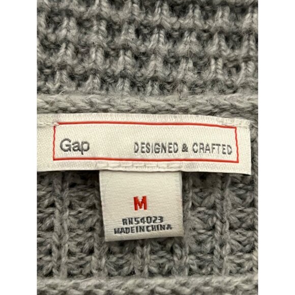 Gap Women's Grey Sweater Minimalist Medium Wool Blend Waffle Knit Crew Neck Warm - Picture 12 of 16